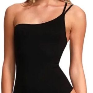 Lulu's Black Asymmetrical Sleeveless Bodysuit